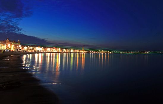 Lazer show over weymouth seafront a feature built for the 2012 olympics