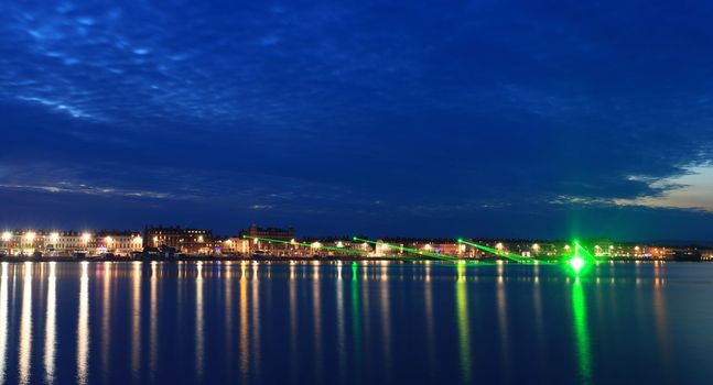 Lazer show over weymouth seafront a feature built for the 2012 olympics