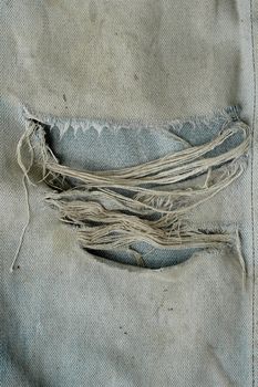 dirty old jeans torn close-up