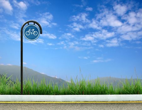 bicycle sign  and roadside landscape