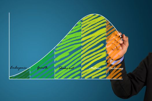 businessman write a business life cycle graph