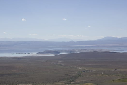 Mono Lake aerial veiw in the summer