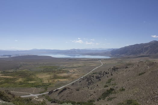 Mono Lake aerial veiw in the summer