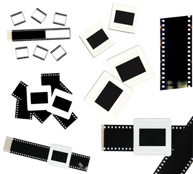 35mm film and slide frame isolated on white background