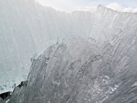 Background texture pattern of disintegrating candelized melting ice