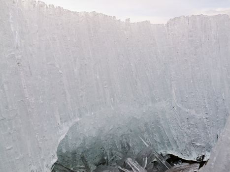 Background texture pattern of disintegrating candelized melting ice