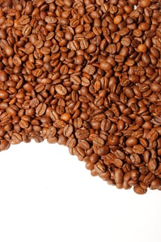 curve of coffee beans on the white background