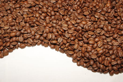 curve of coffee beans on the white background