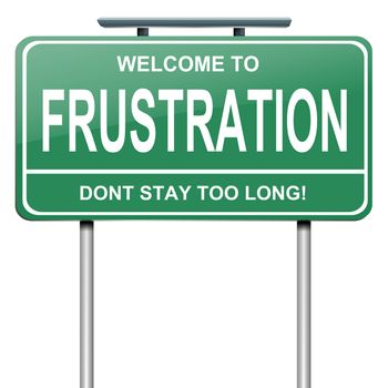Illustration depicting a green roadsign with a frustration concept. White background.