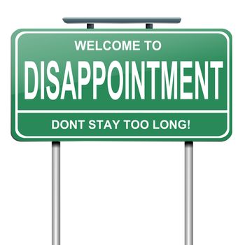 Illustration depicting a green roadsign with a disappointment concept. White background.