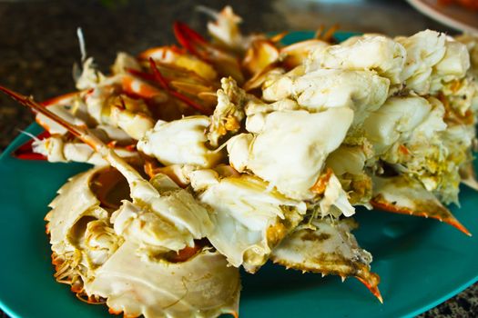 Stock Photo - Colorful grilled crabs and Thai style sauce