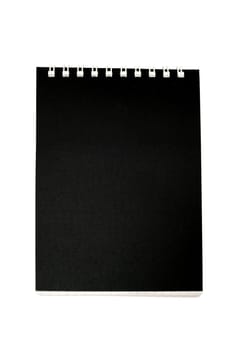 An image of black notebook on white background