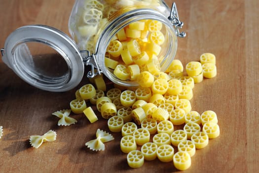 An image of pasta on the kitchen table