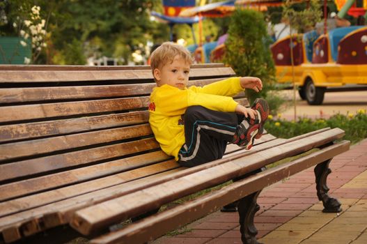 The little boy on walk