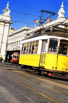 Vintage Trams such as these two are a common site in the Portuguese Capital of Lisbon - Portugal