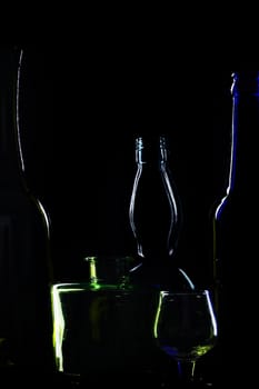An image bottles on black background