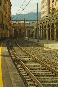 Close up of binary of a railway