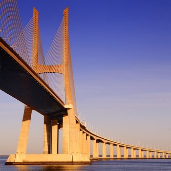 Vasco da Gama bridge is the largest in Europe over the Tagus river