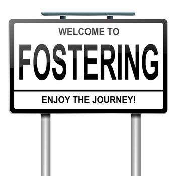 Illustration depicting a roadsign with a fostering concept. White background.