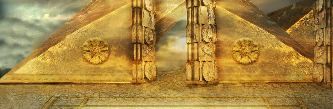 Gate in golden pyramid