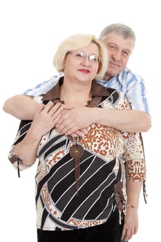 portrait of an elderly couple on a white background