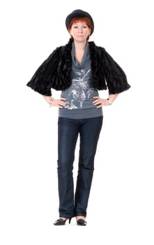 girl in the bowler hat and a fur coat