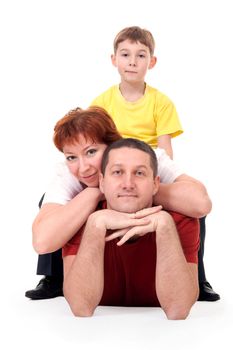 family of four on the three on a white background