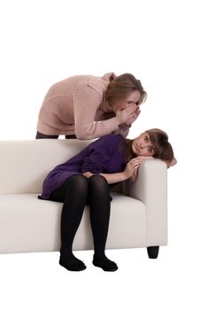 she yells at the other girl's ear