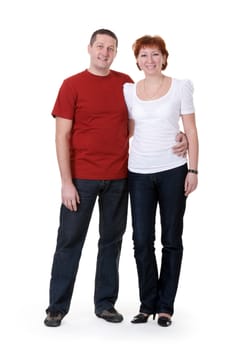 beautiful couple hugging on a white background