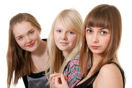 three beautiful girl isolated on white background