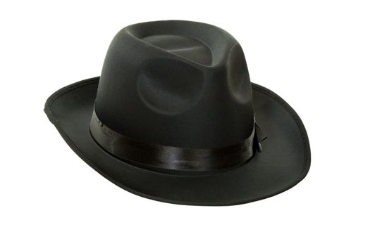 Men's black felt hat isolated on white background