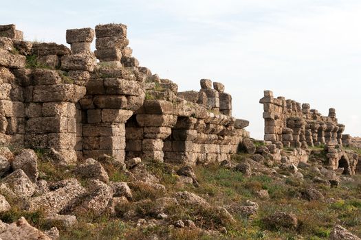 Ancient ruins in the town of Side, Turkey