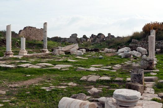 Ancient ruins in the town of Side, Turkey
