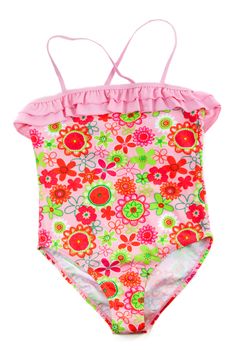 colorful children's swimsuit on a white background