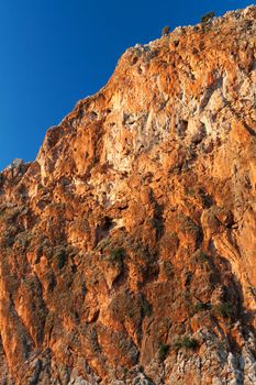 Yellow Mountain in the background of bright blue sky