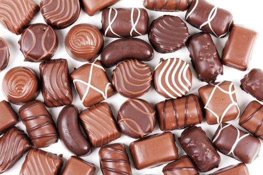 chocolate candies isolated on white background