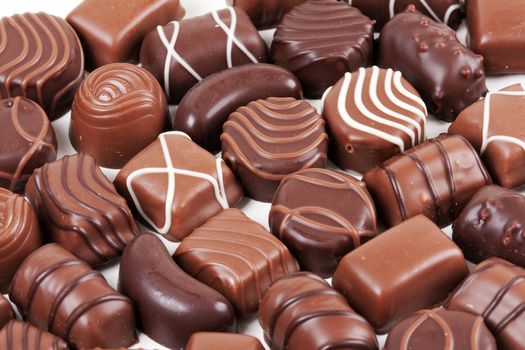 chocolate candies isolated on white background
