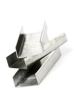 Metal staples isolated on a white background