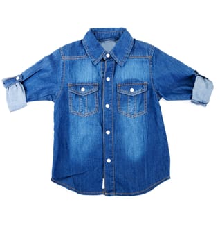 blue denim shirt with a white background