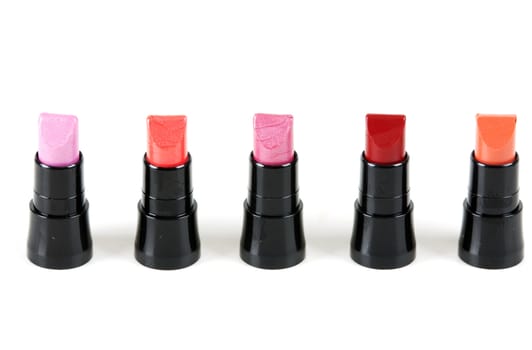 Female red lipstick on a white background