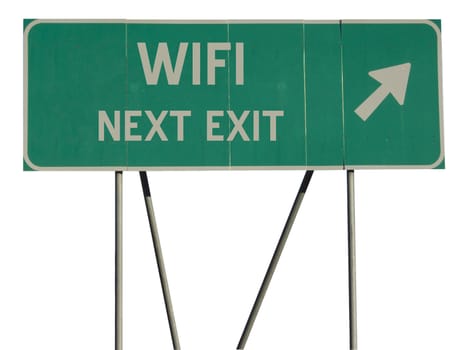 Isolated green road sign on a white background