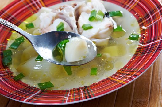 Ukha. Russian home  traditional fish soup.