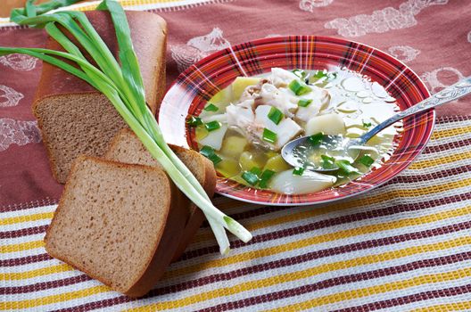 Ukha. Russian home  traditional fish soup.