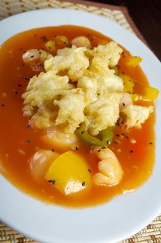 Japanese cuisine .Seafood tempura vegetable