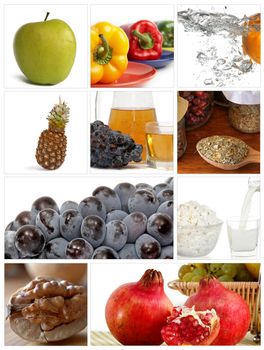 A set of  images on topic food