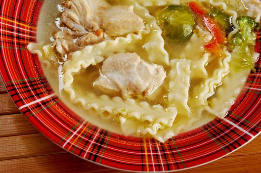 Chicken homemade  soup with noodle and vegetables