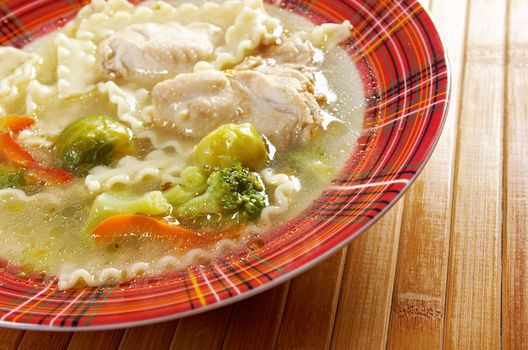 Chicken homemade  soup with noodle and vegetables