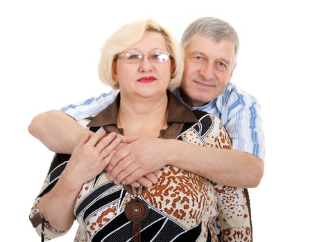 portrait of an elderly couple on a white background