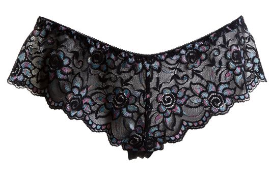black satin ladies underwear on a white background
