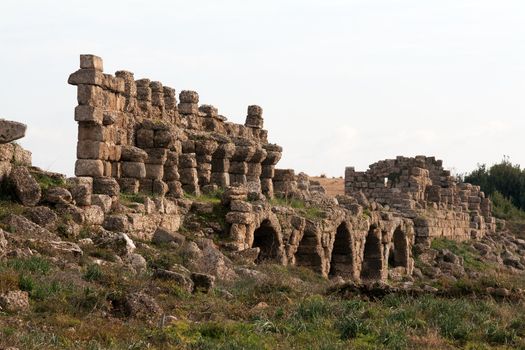 Ancient ruins in the town of Side, Turkey